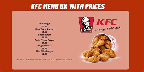 KFC Menu Prices UK December 2024